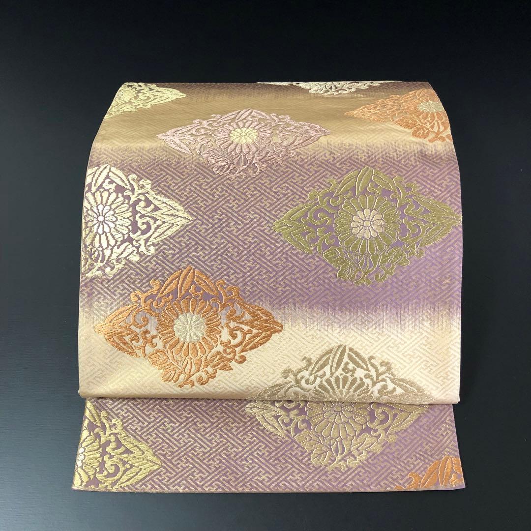 SO-760 袋帯 六通 正絹 紗綾形 花菱 グラデーション フォーマル