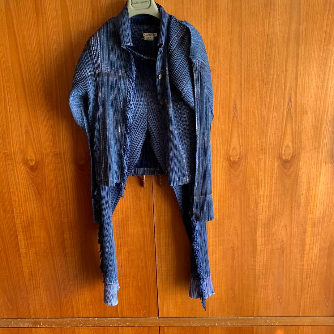 PLEATS PLEASE フリンジ付きGジャン・パンツセット