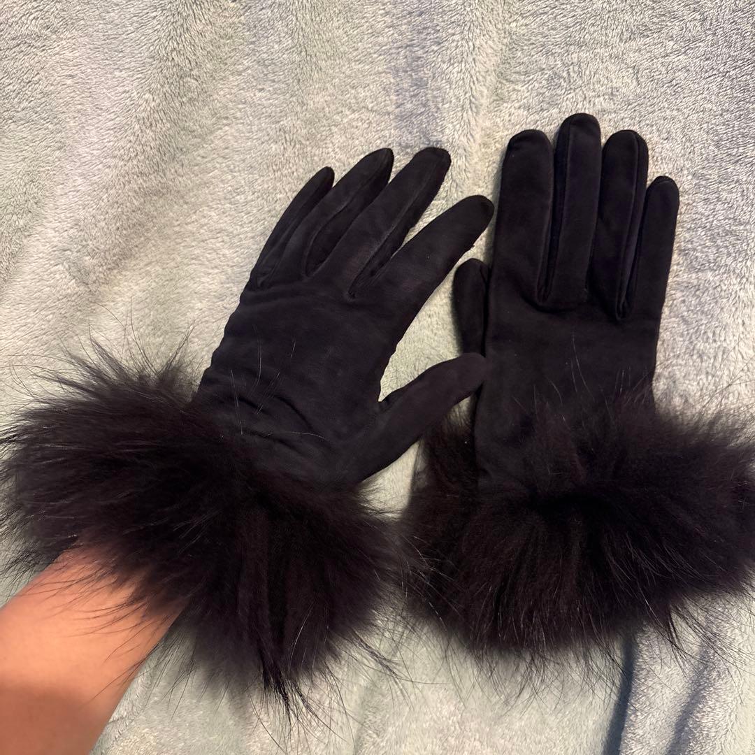 【中古】マックスマーラー ファー付き レザー 手袋