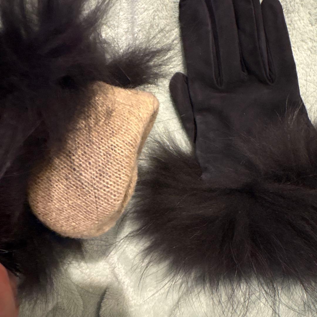 【中古】マックスマーラー ファー付き レザー 手袋