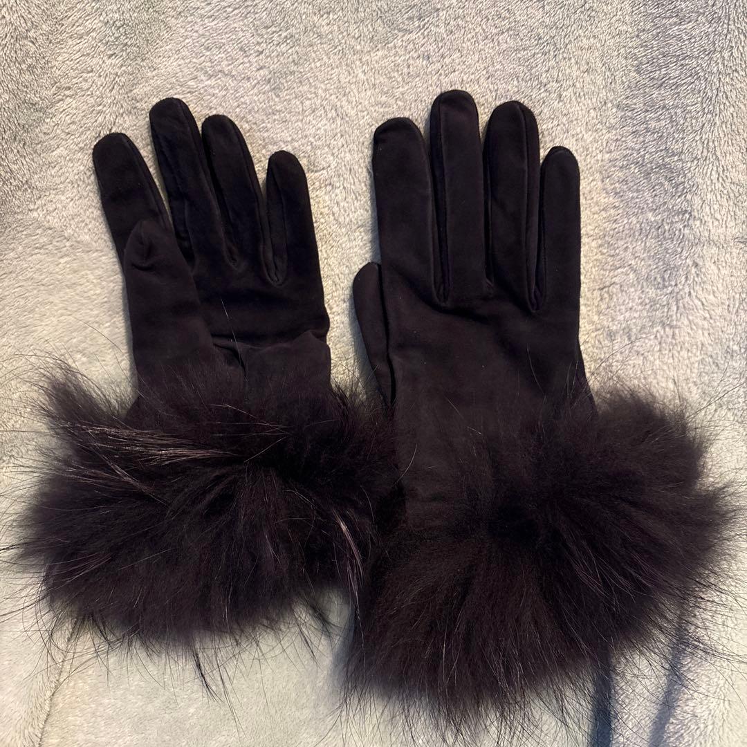 【中古】マックスマーラー ファー付き レザー 手袋