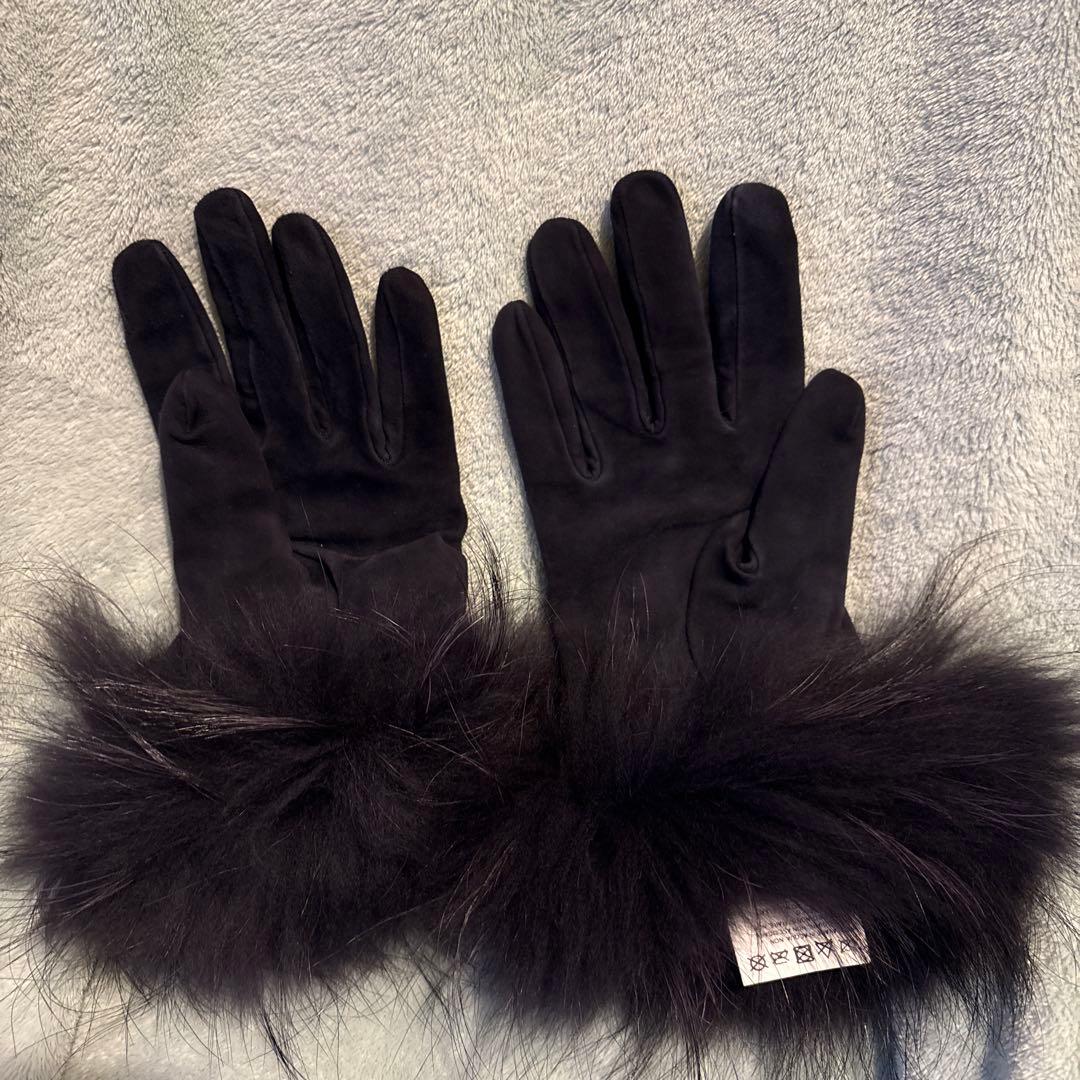 【中古】マックスマーラー ファー付き レザー 手袋