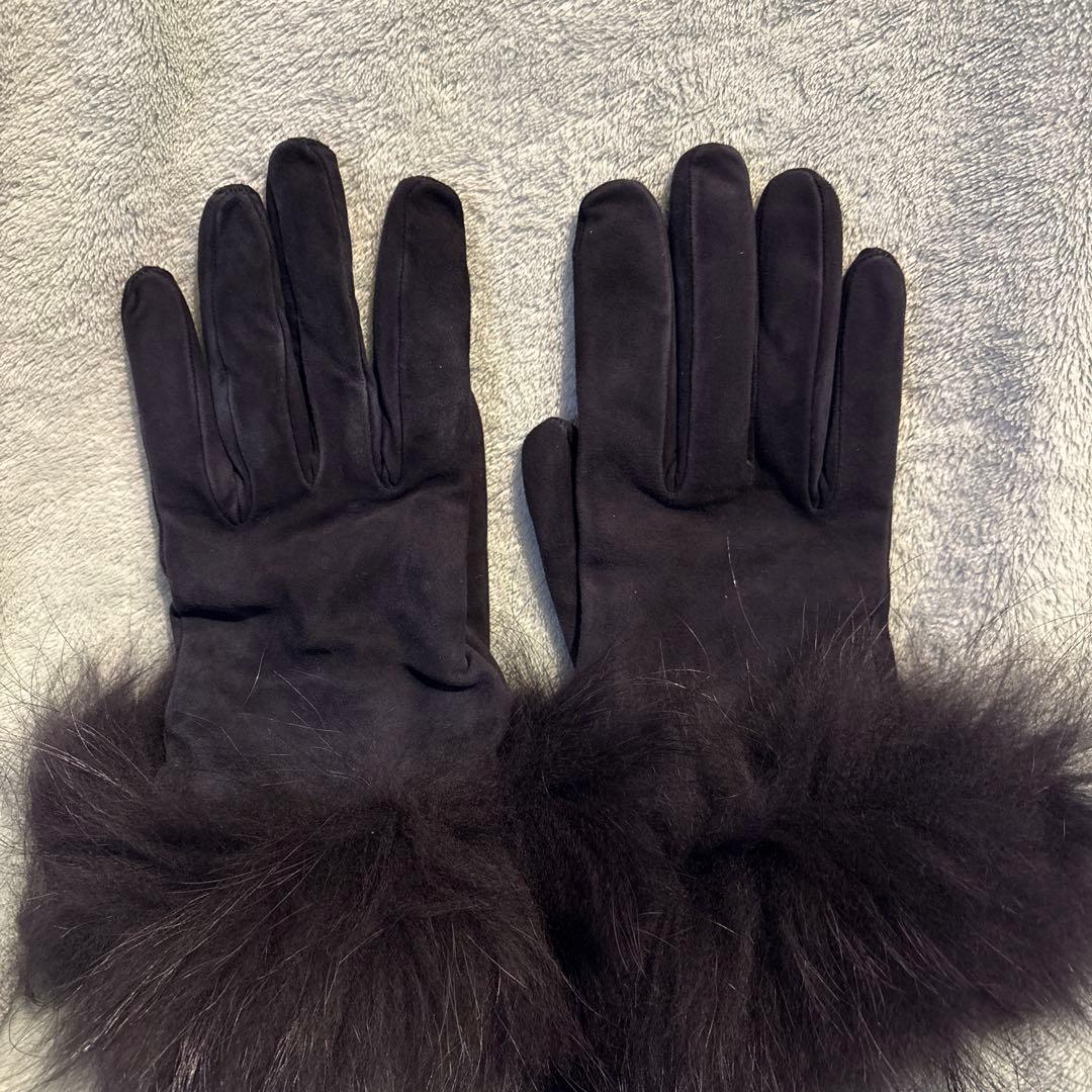 【中古】マックスマーラー ファー付き レザー 手袋
