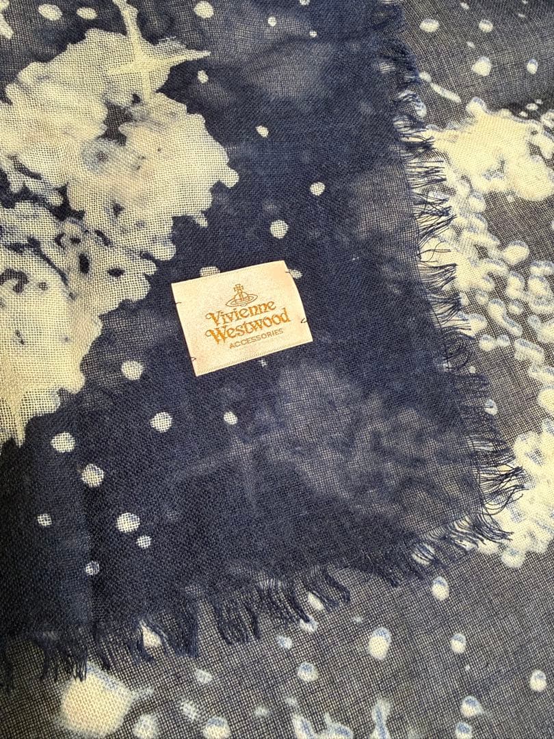 希少 激レア ヴィヴィアンウエストウッド ミルキーウェイ 大判ストール ネイビー