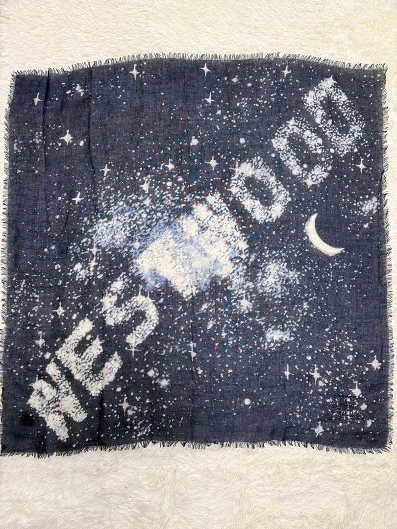 希少 激レア ヴィヴィアンウエストウッド ミルキーウェイ 大判ストール ネイビー