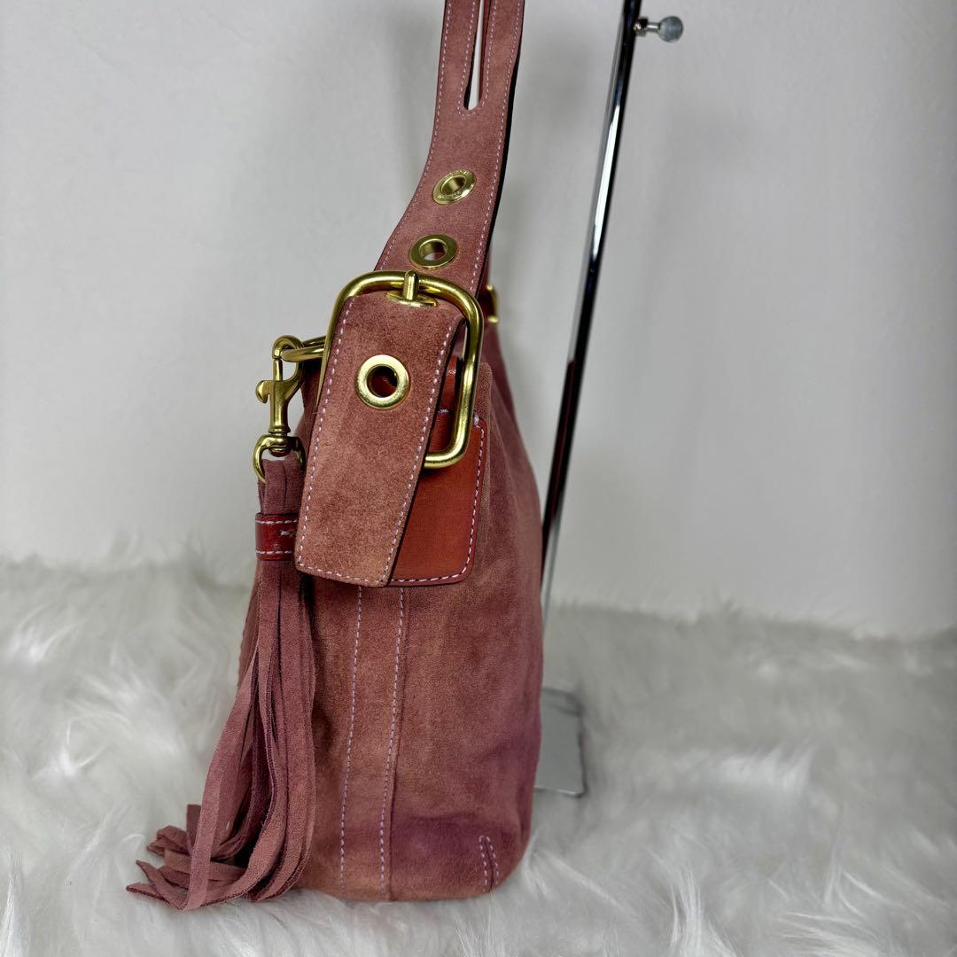COACH suède one shoulder bag 1421 fringe