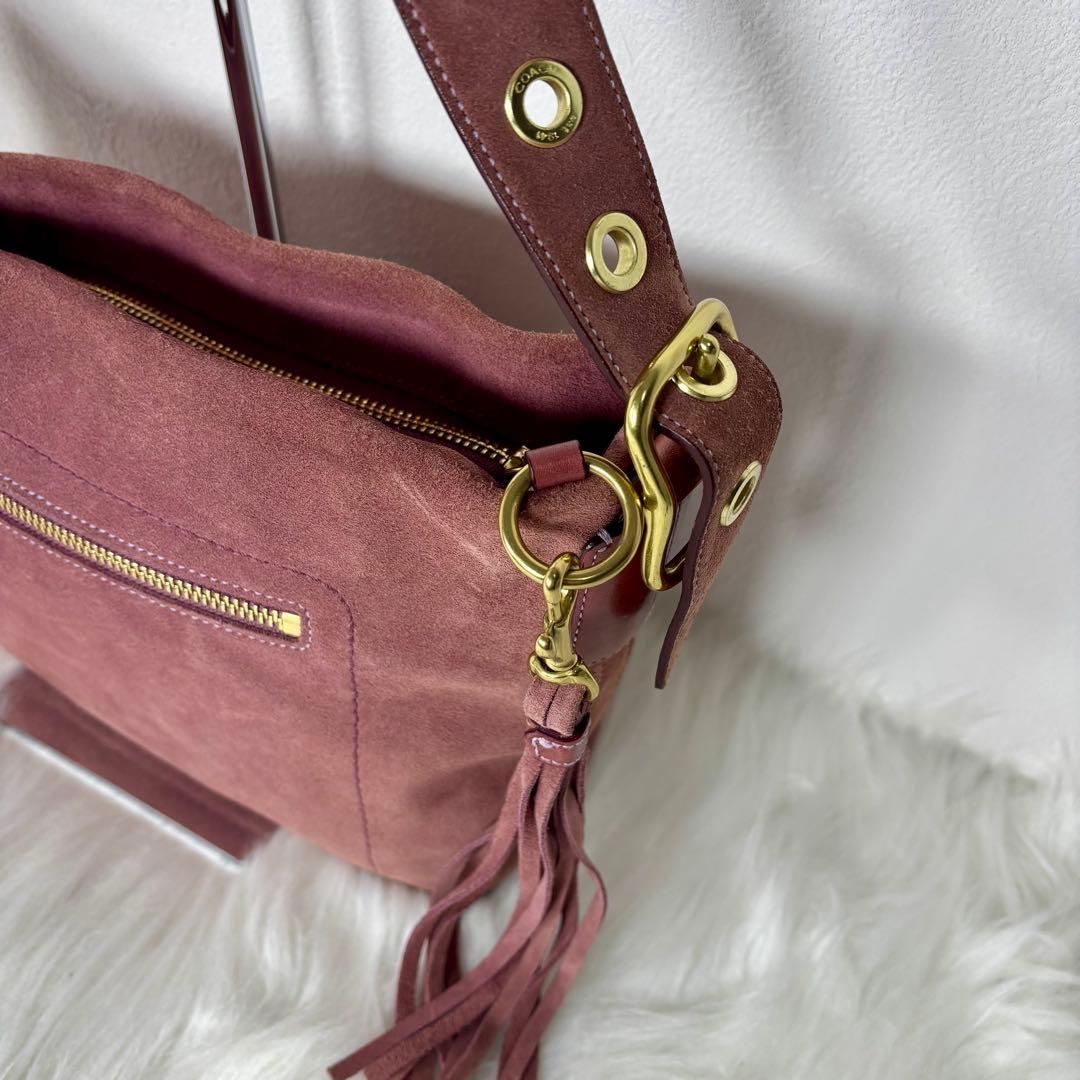 COACH suède one shoulder bag 1421 fringe