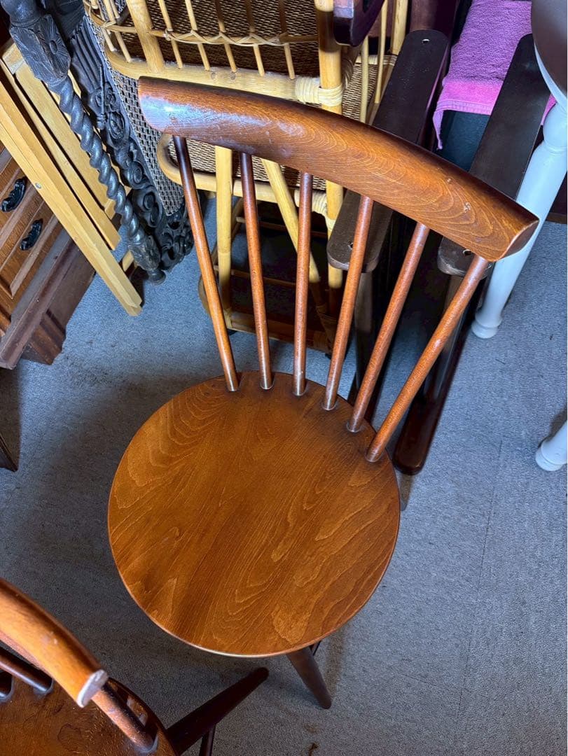 秋田木工 ヴィンテージ ウィンザーチェア ペア 曲木 国産名作 当時物 廃盤品