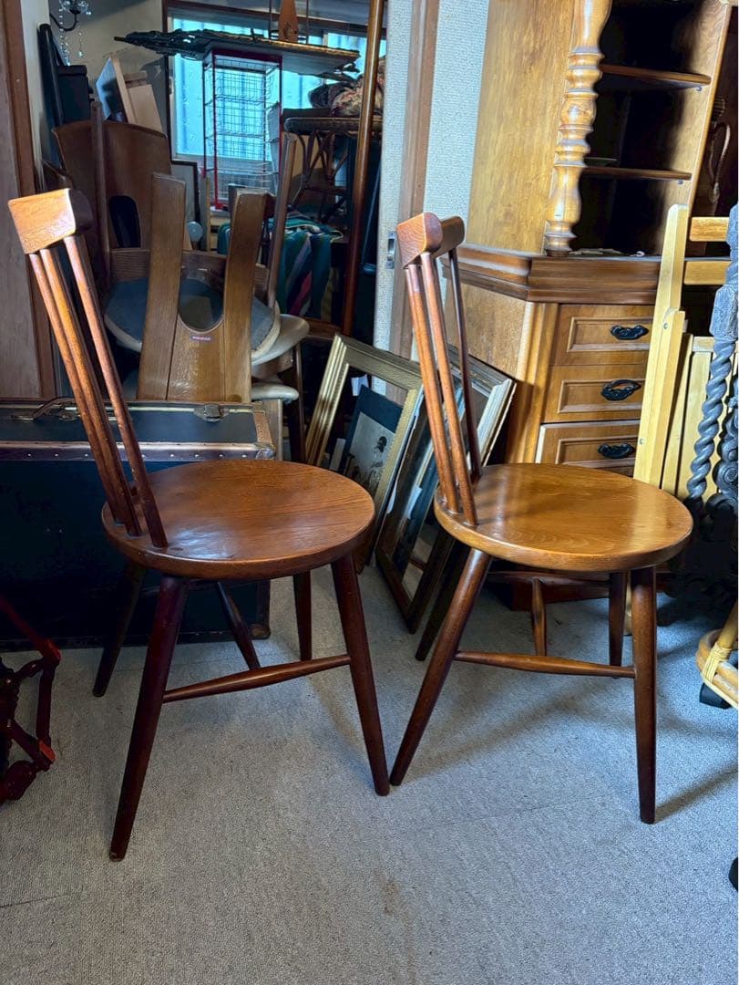 秋田木工 ヴィンテージ ウィンザーチェア ペア 曲木 国産名作 当時物 廃盤品