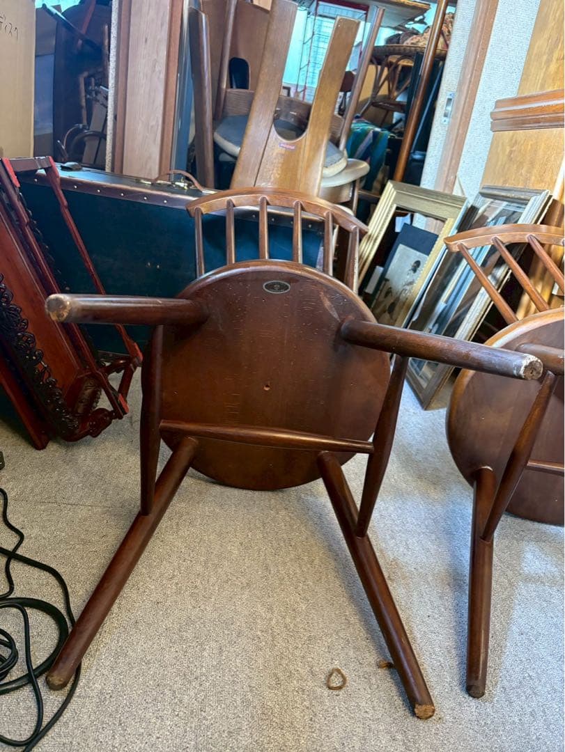 秋田木工 ヴィンテージ ウィンザーチェア ペア 曲木 国産名作 当時物 廃盤品