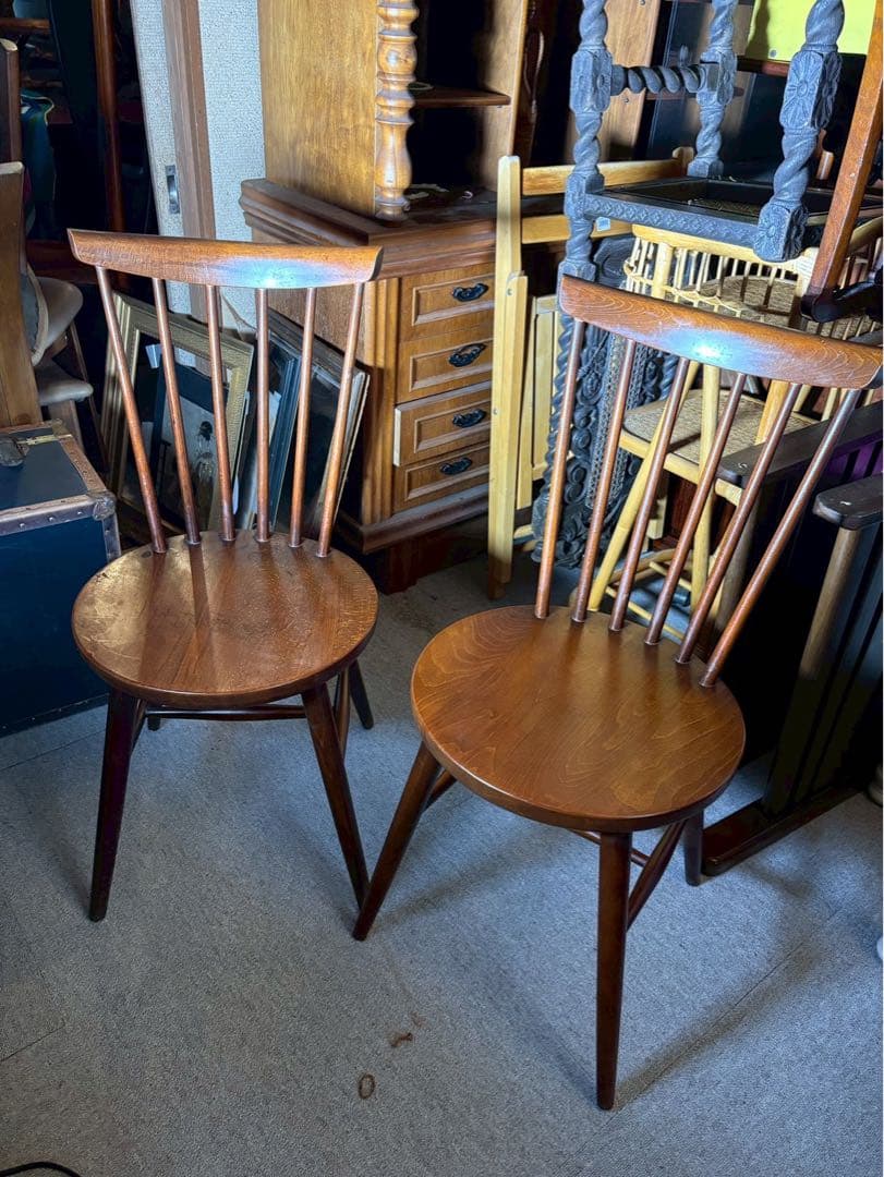 秋田木工 ヴィンテージ ウィンザーチェア ペア 曲木 国産名作 当時物 廃盤品