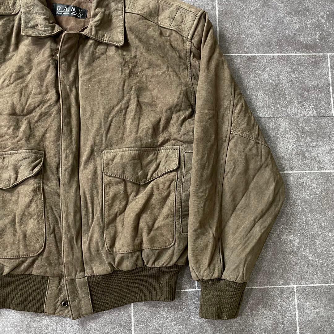 本革 ヴィンテージ A-2 G-1 レザーフライトジャケット 茶 S 短丈