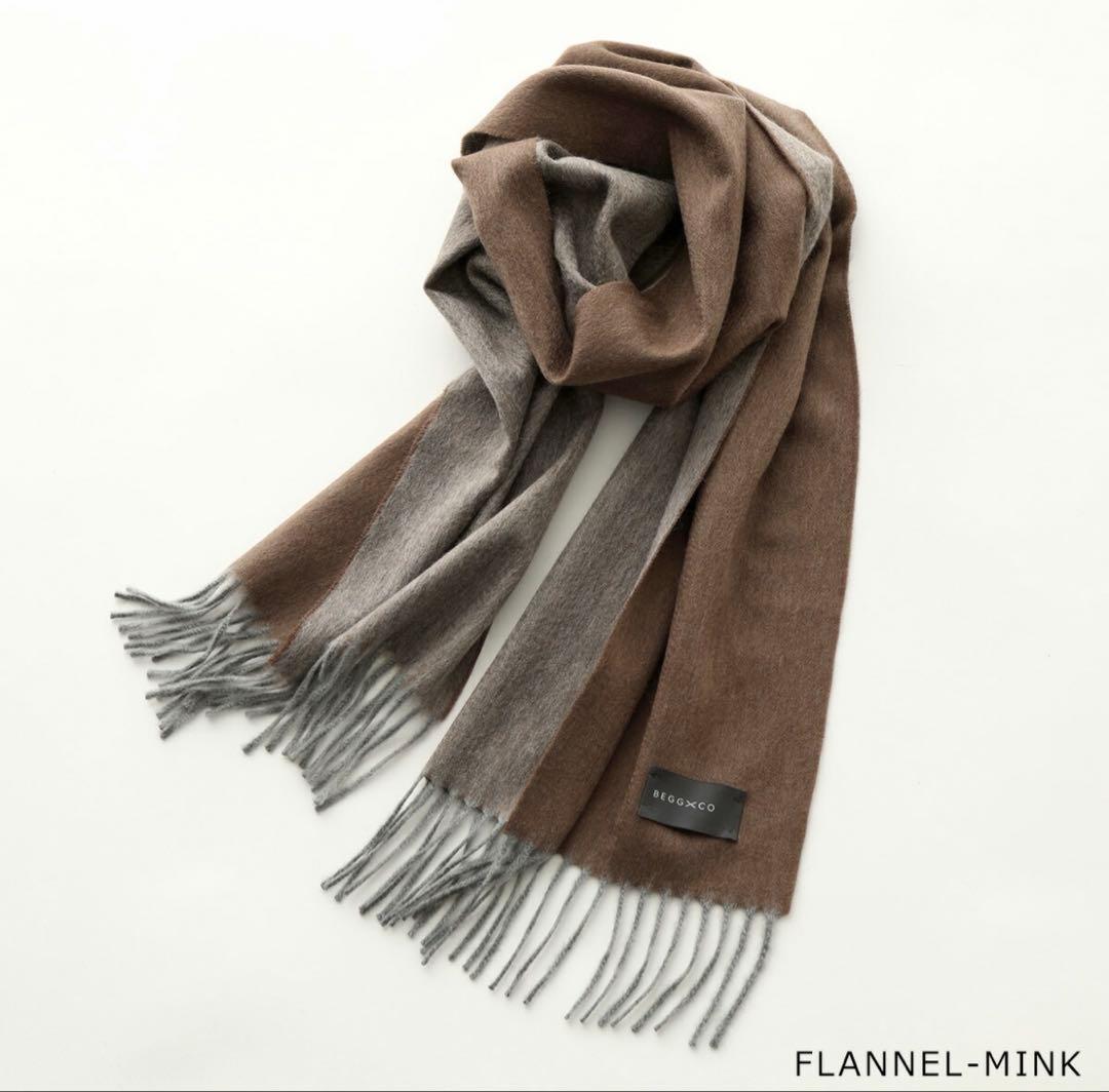 男女兼用 BEGG&CO リバーシブル カシミヤマフラー 36×183