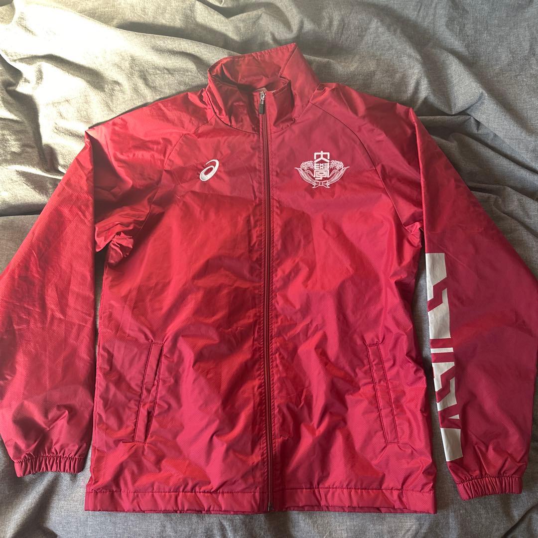 早稲田大学　ア式蹴球部　アシックス ウィンドブレーカー　ジャージ上下　XL L