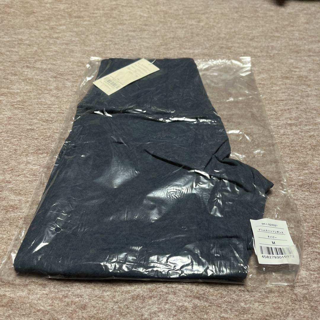 新品未使用　デニムクロスタンクトップ&デニムスリットレギンスM ネイビー