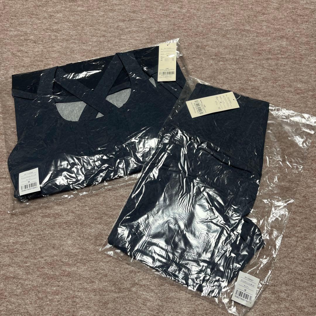 新品未使用　デニムクロスタンクトップ&デニムスリットレギンスM ネイビー