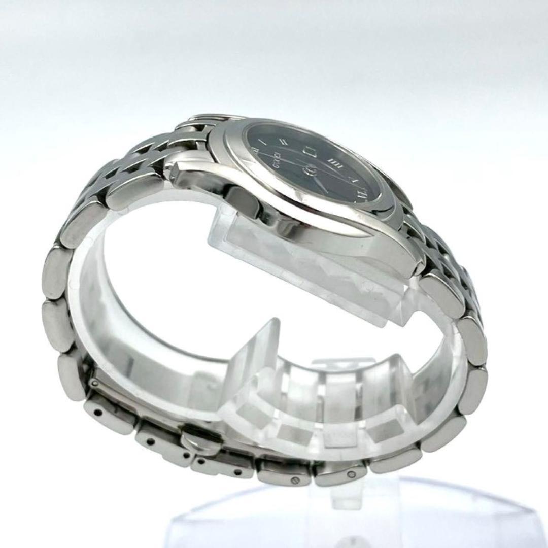 560 グッチ 5500L 腕時計 クォーツ デイト ラウンド ブラック文字盤