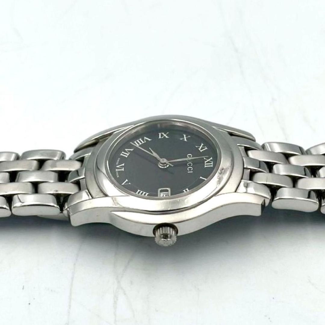 560 グッチ 5500L 腕時計 クォーツ デイト ラウンド ブラック文字盤