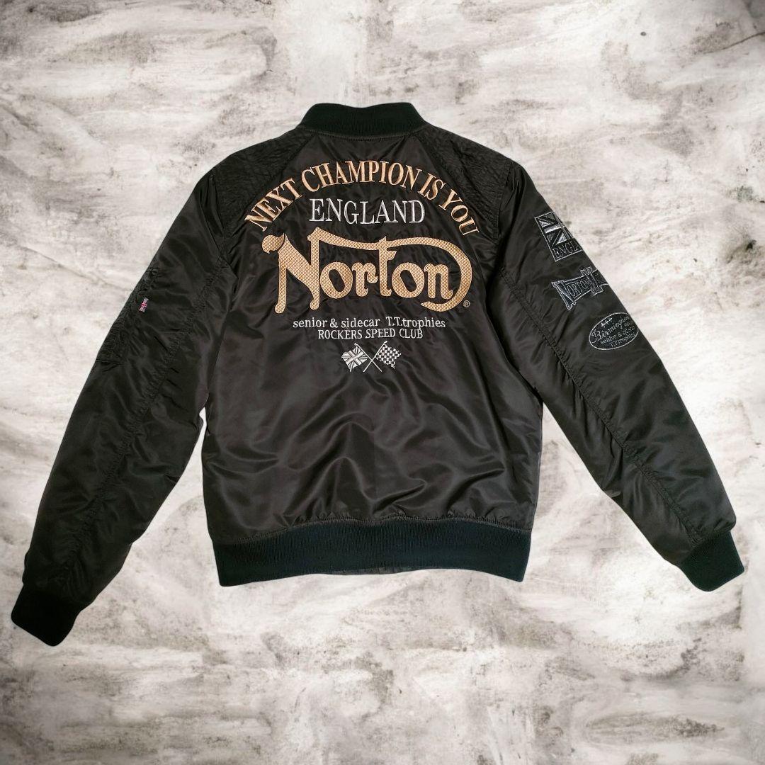 【✨極美品✨】Norton　ノートン◎刺繍MA-1　ブラック　M
