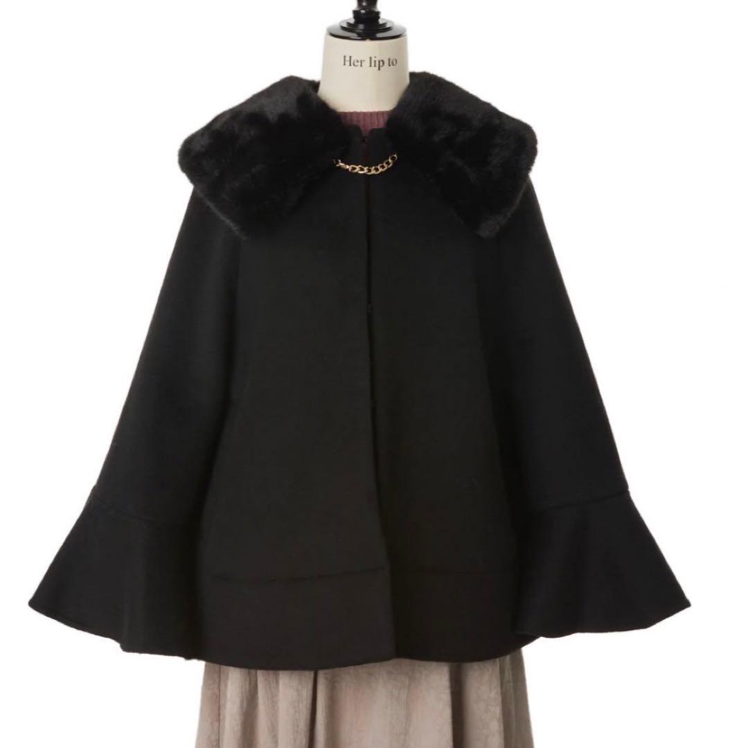 ジャケット・アウター Convertible Faux Fur Tippet Coat Black