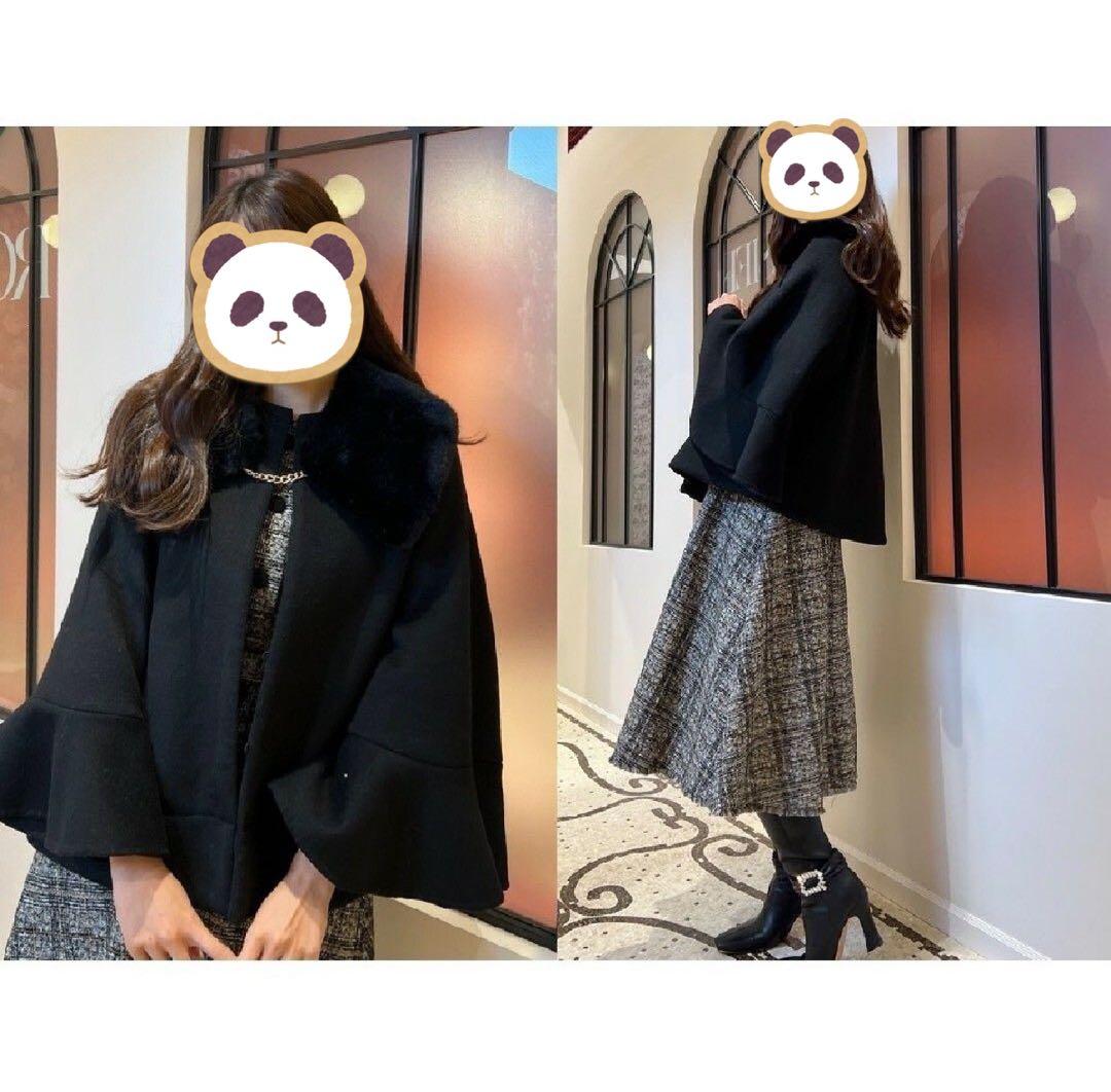 ジャケット・アウター Convertible Faux Fur Tippet Coat Black