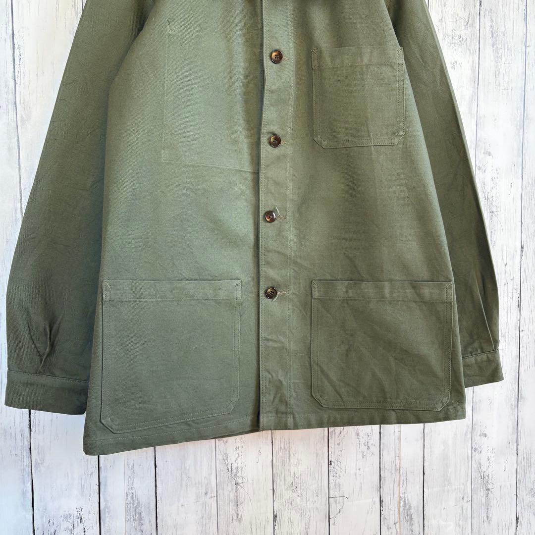60s フレンチ ホスピタル カバーオール ワークジャケット ユーロワーク L