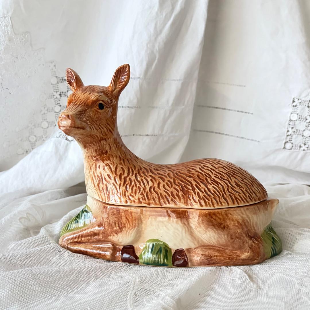 専用　美品フランスアンティーク　鹿　テリーヌポット　Michel Caugant
