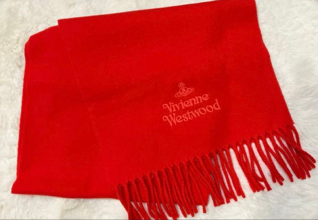 Vivienne Westwood 赤橙色マフラー ウール
