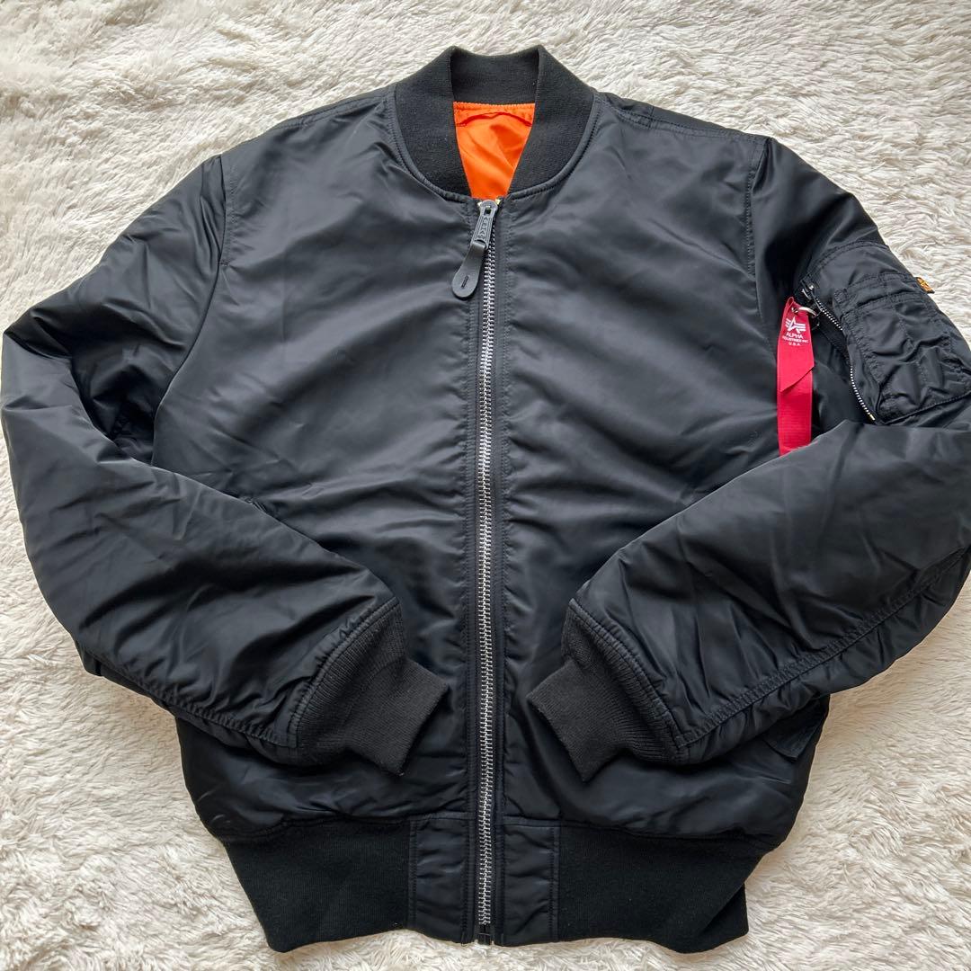 美品アルファインダストリーズ MA-1 フライトジャケット ブラック 黒 L