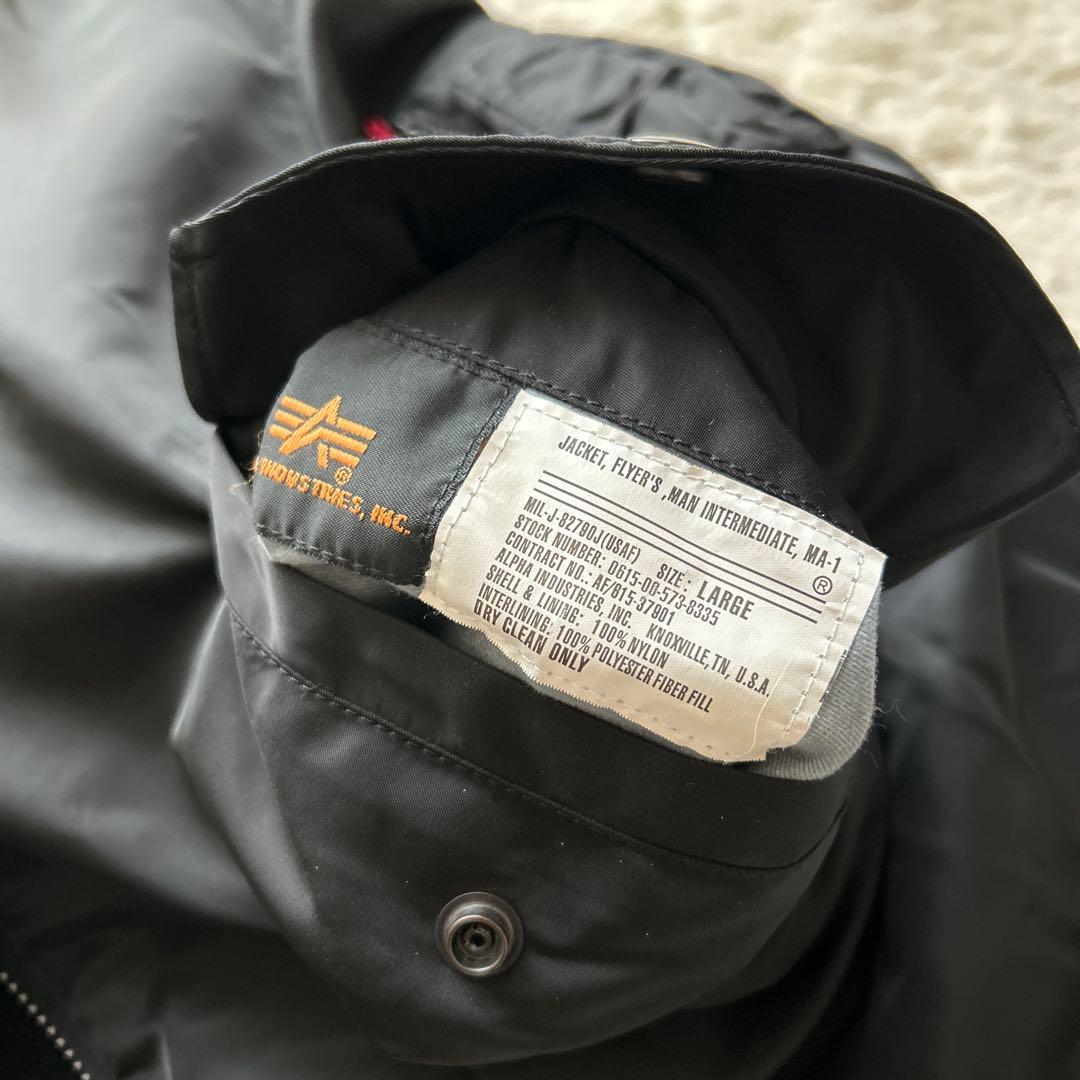 美品アルファインダストリーズ MA-1 フライトジャケット ブラック 黒 L