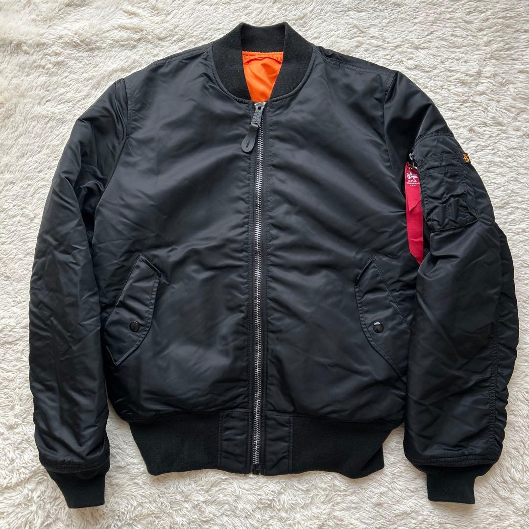 美品アルファインダストリーズ MA-1 フライトジャケット ブラック 黒 L