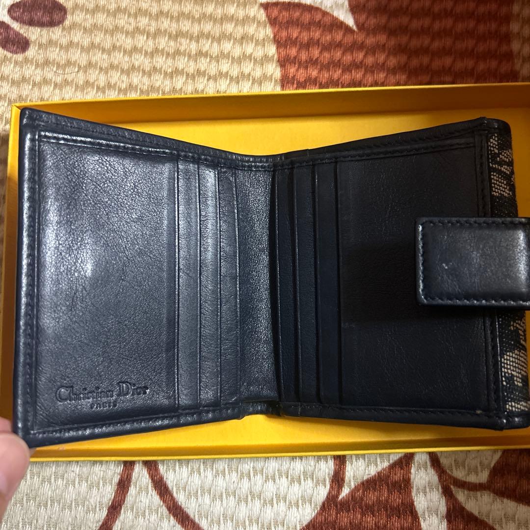 Dior 二つ折り財布 ネイビー/ベージュ