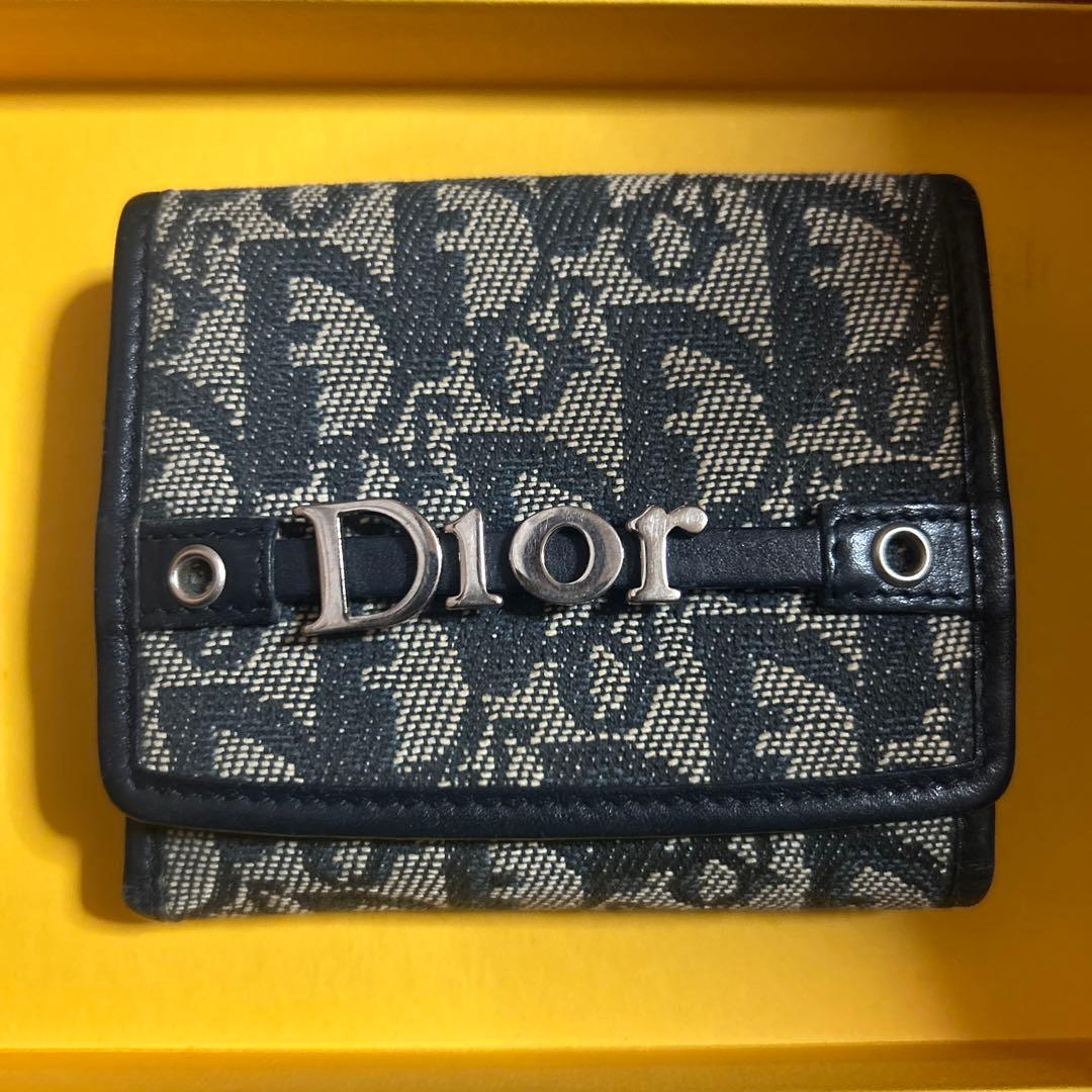 Dior 二つ折り財布 ネイビー/ベージュ