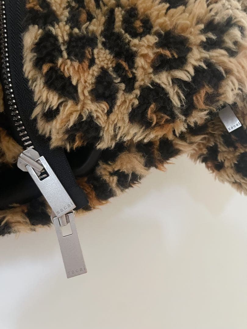 sacai レオパード ファー ジャケット コート ライダース ボア 豹柄
