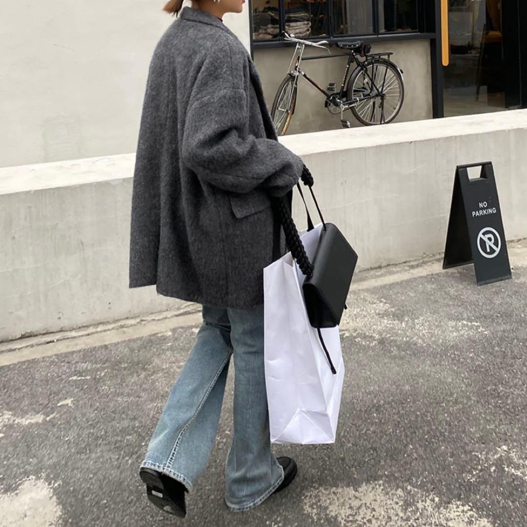 gypsophila ミドル丈オーバーサイズシャギーコート ダークグレー