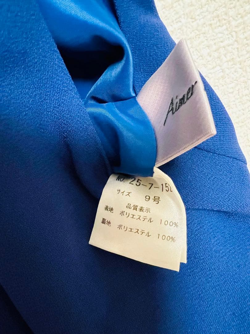 美品☆Aimer ノースリーブ青ドレス 9号