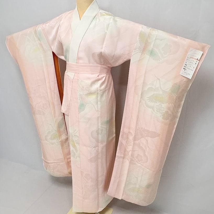 ゆりのはな　未使用品　振袖用　長襦袢　紋ちりめん　ほていや扱い　正絹　E404