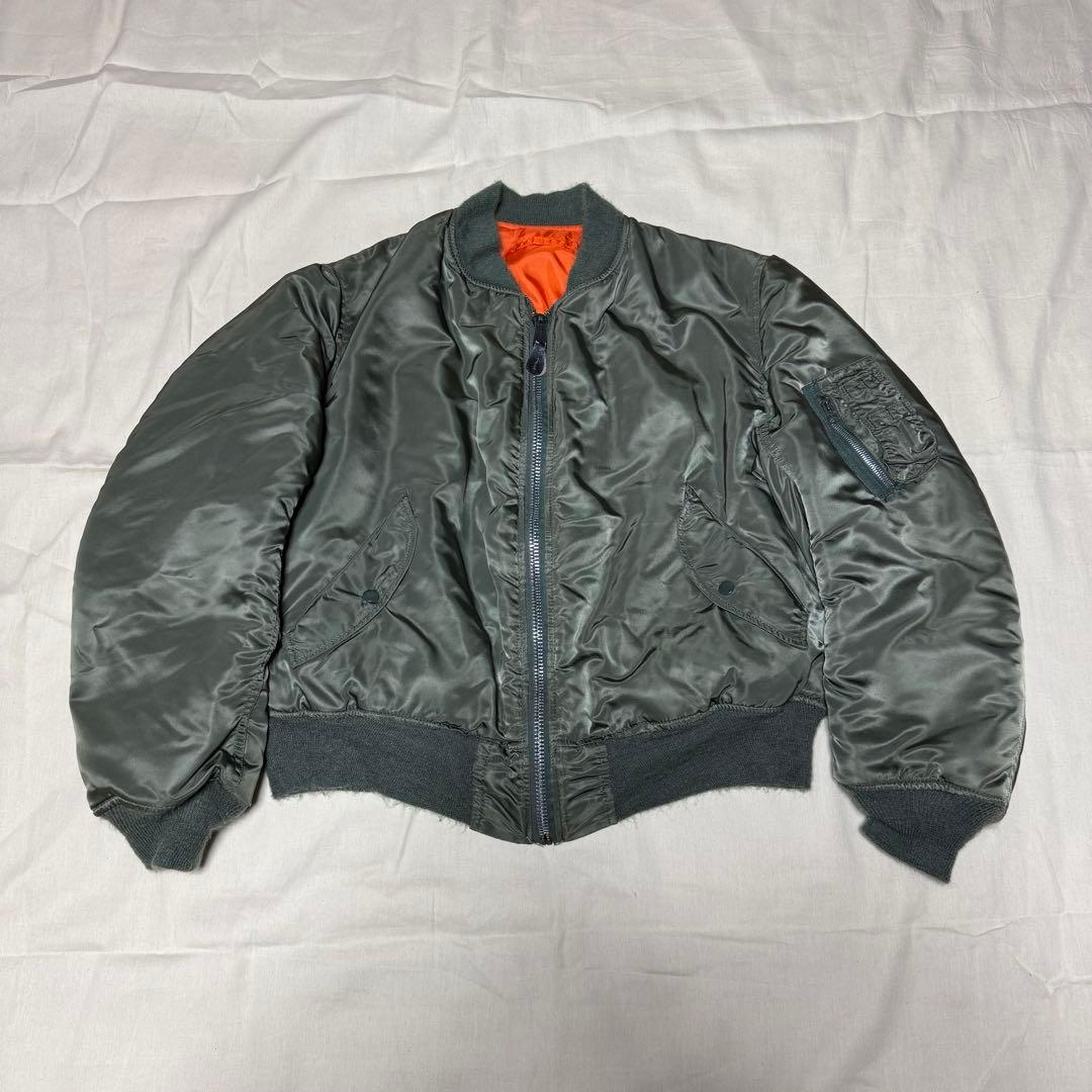80’s ALPHA MA-1 フライトジャケット　USA製 オリーブ　短丈