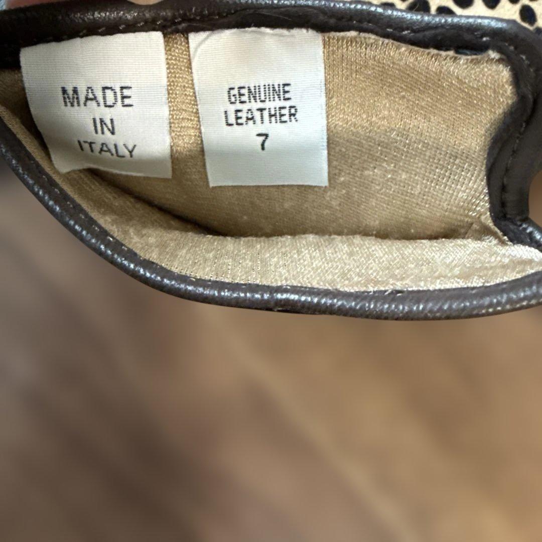 本革 ヒョウ柄手袋 サイズ7 イタリア製 ロング