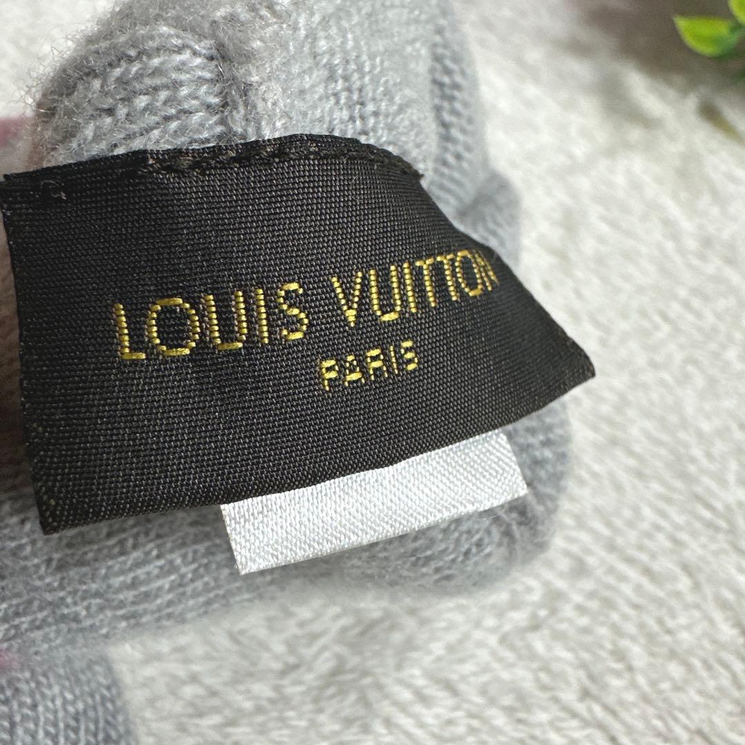 極美品★ルイヴィトン　手袋 カシミヤ　ウール ロゴ　グレー　ピンク レディース