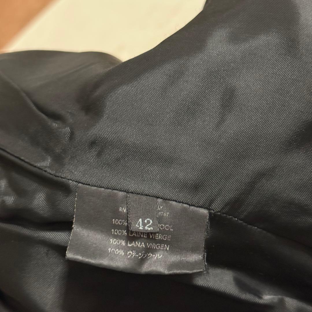 美品　プラダ　ロングコート　ツイード　茶　黒　ボーダー　Sサイズ相当　ボーダー