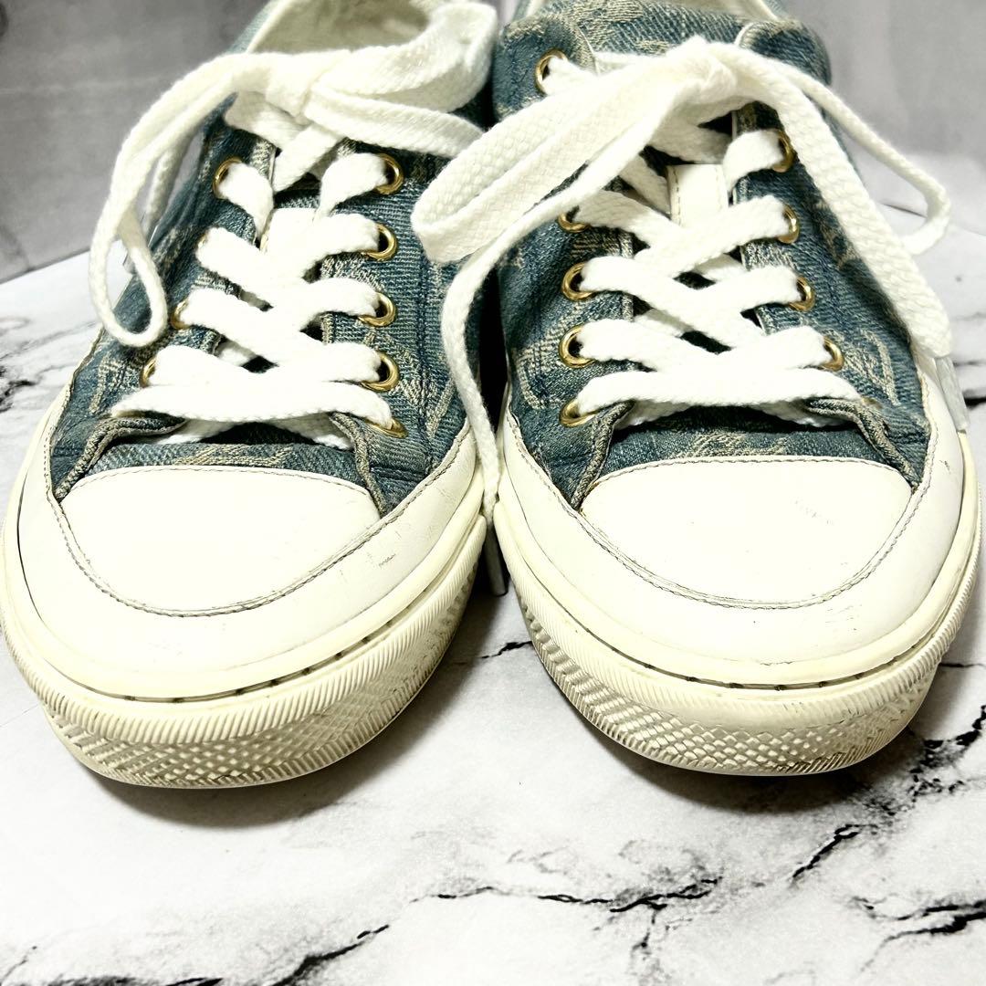 ルイヴィトン デニムスニーカー モノグラム 青 22.5cm 保存袋付き