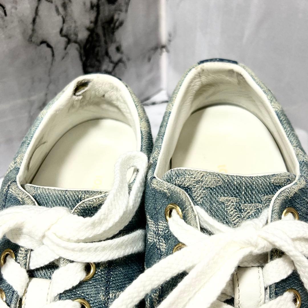 ルイヴィトン デニムスニーカー モノグラム 青 22.5cm 保存袋付き