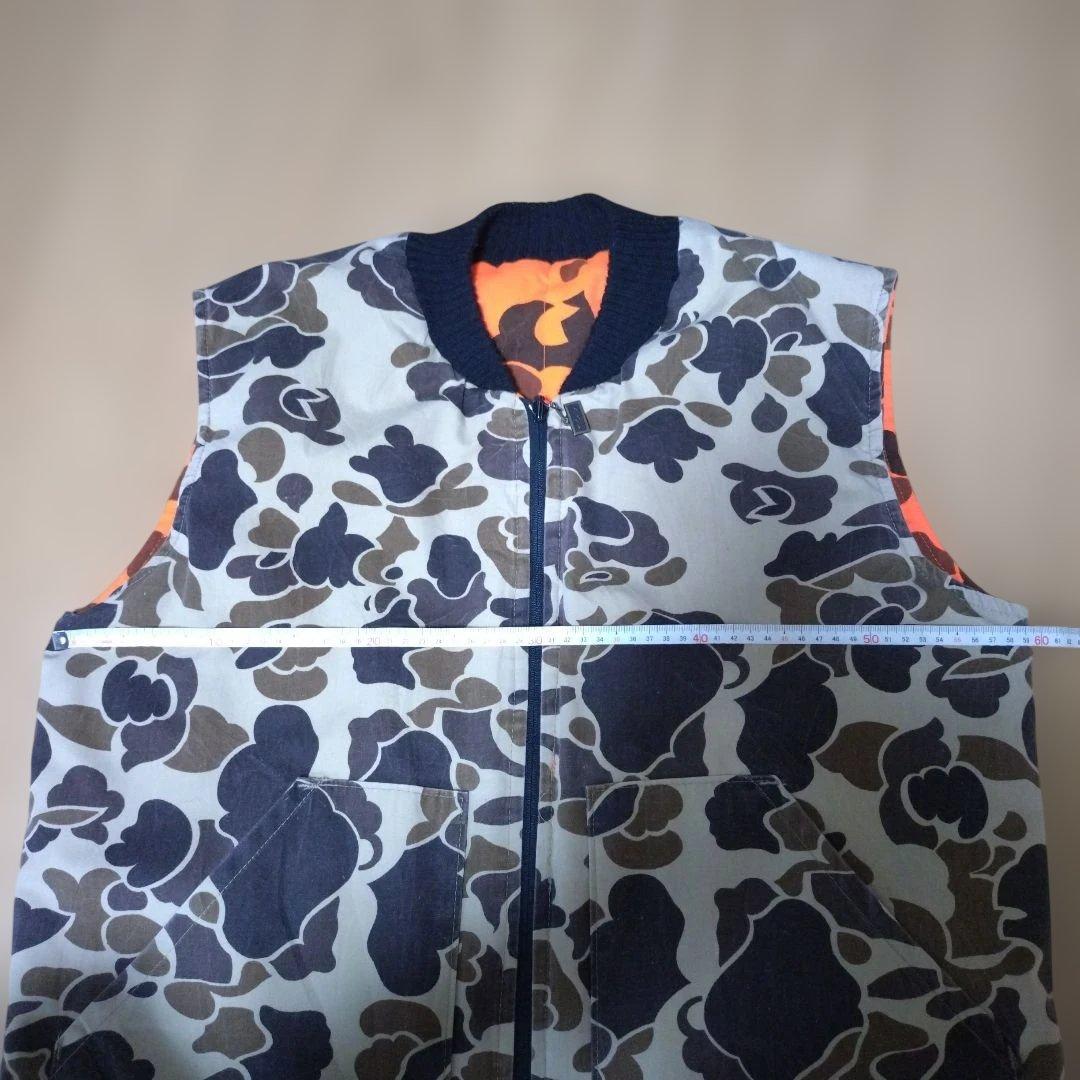 80s Walls USA製 リバーシブル ベスト カモ レスキューオレンジ