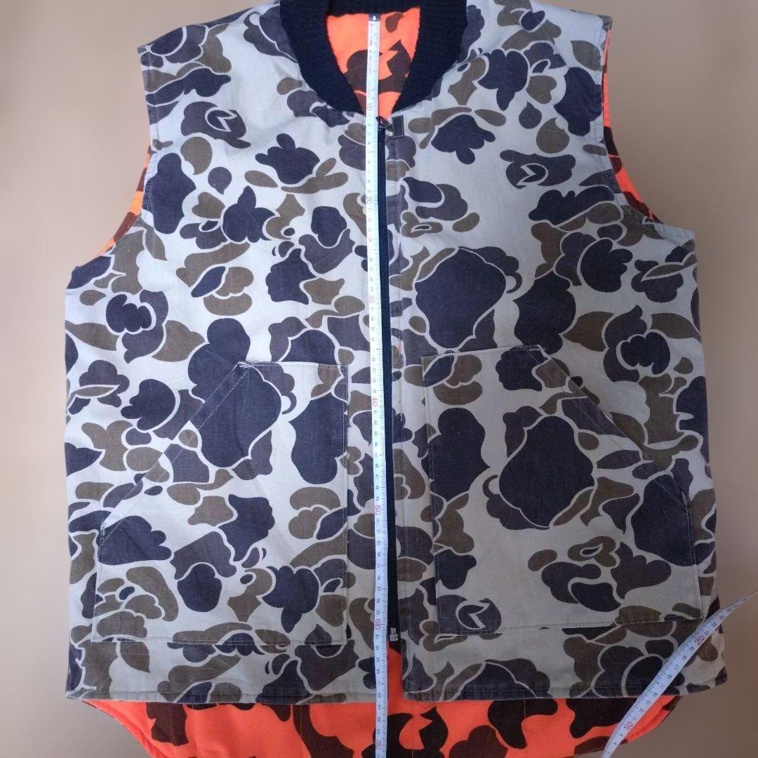 80s Walls USA製 リバーシブル ベスト カモ レスキューオレンジ