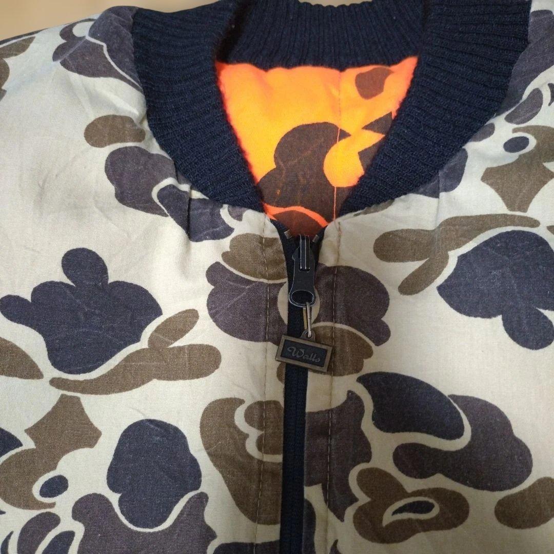 80s Walls USA製 リバーシブル ベスト カモ レスキューオレンジ