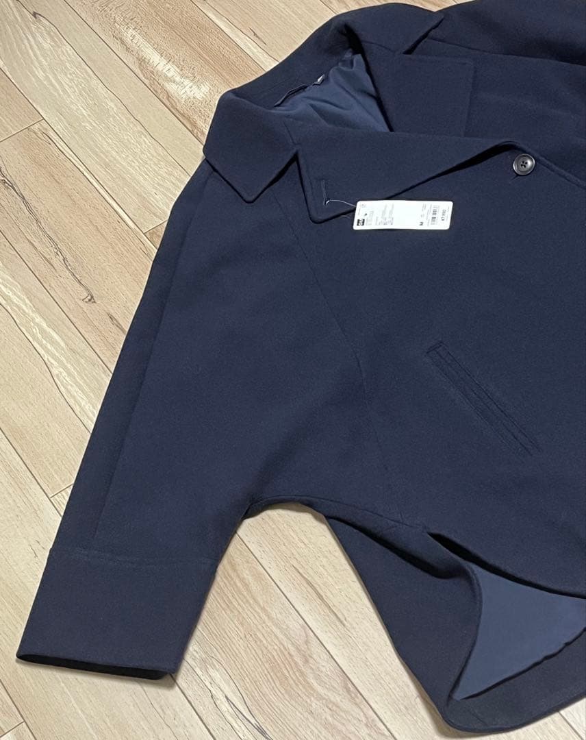 【新品】GU コージーメルトンケープコート M メルトン コート ケープ 紺