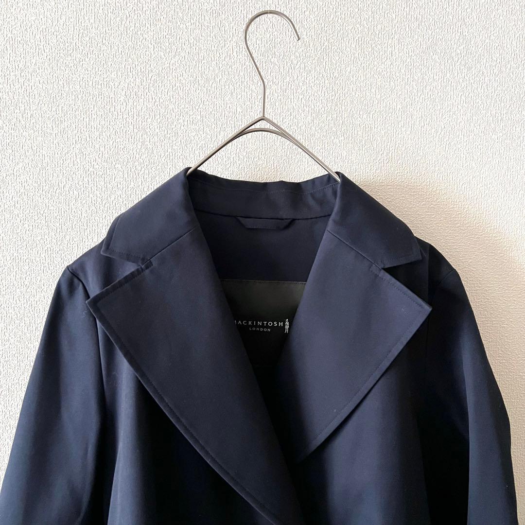 マッキントッシュ スプリングコート ベルト付 裏地総柄 38近年モデル ネイビー