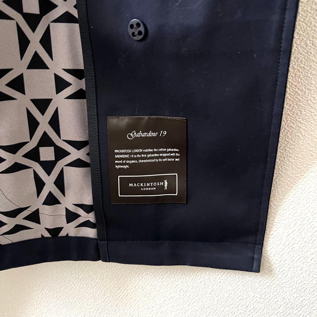 マッキントッシュ スプリングコート ベルト付 裏地総柄 38近年モデル ネイビー