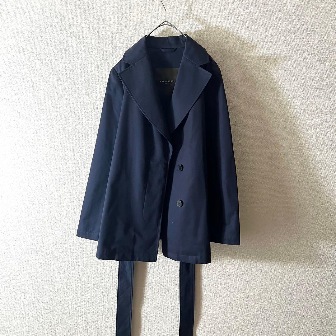 マッキントッシュ スプリングコート ベルト付 裏地総柄 38近年モデル ネイビー